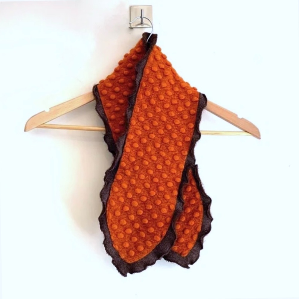 Scarf Wrap Burnt Orange Wool Outer Faux Fur Lining
